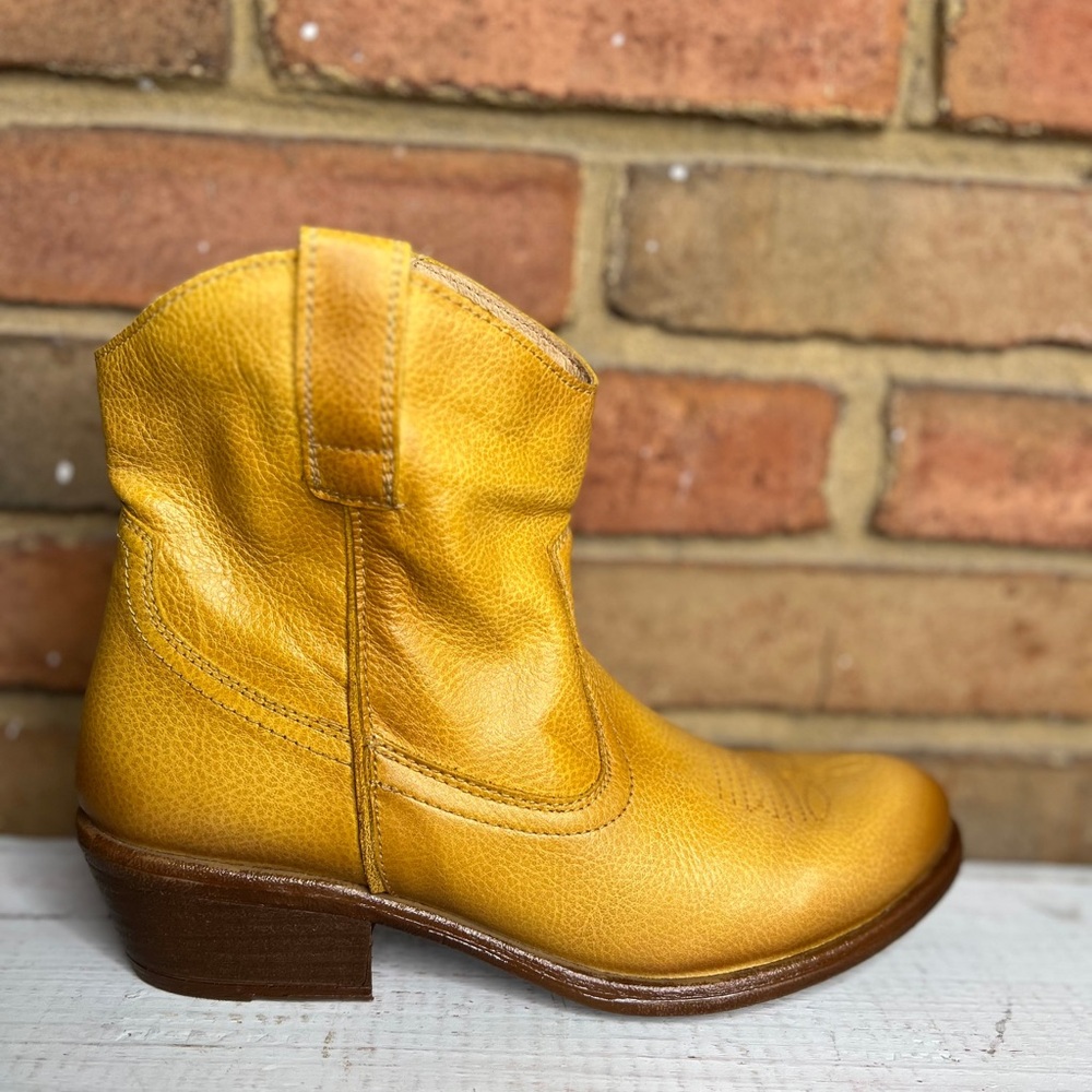 Miz Mooz Mustard Leather Ankle Boots